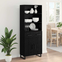 Produktbild för Skåp 2 pcs Svart Ek 69,5 x 34 x 180 cm Konstruerat trä