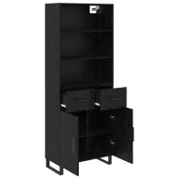 Produktbild för Skåp 2 pcs Svart Ek 69,5 x 34 x 180 cm Konstruerat trä