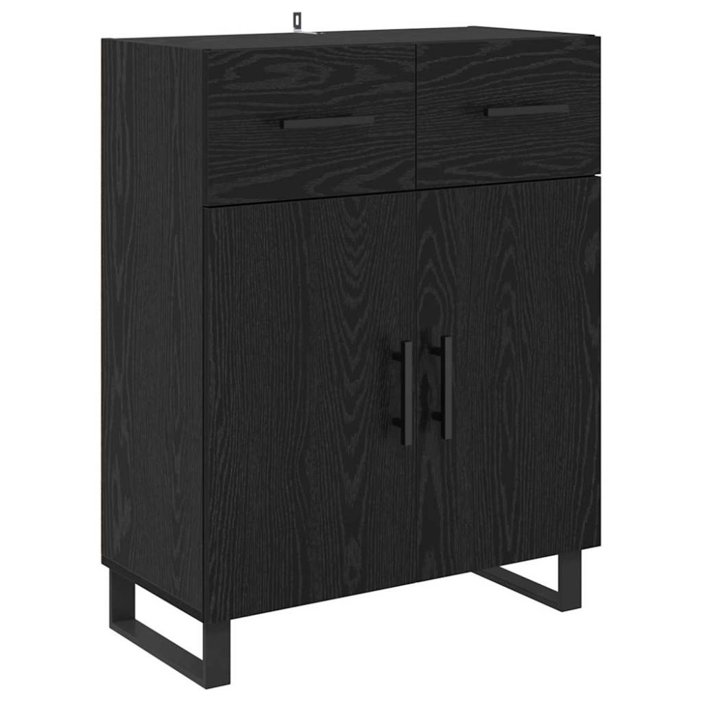 Produktbild för Skåp 2 pcs Svart Ek 69,5 x 34 x 180 cm Konstruerat trä