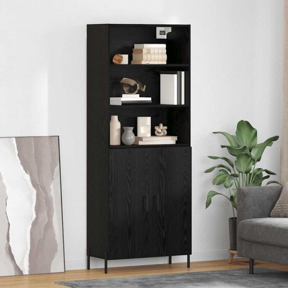 Produktbild för Skåp Svart Ek 69,5 x 34 x 180 cm Konstruerat trä