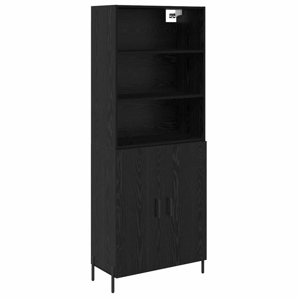Produktbild för Skåp Svart Ek 69,5 x 34 x 180 cm Konstruerat trä