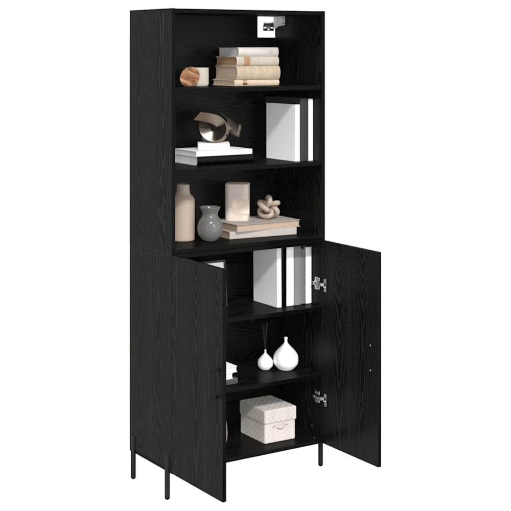 Produktbild för Skåp Svart Ek 69,5 x 34 x 180 cm Konstruerat trä