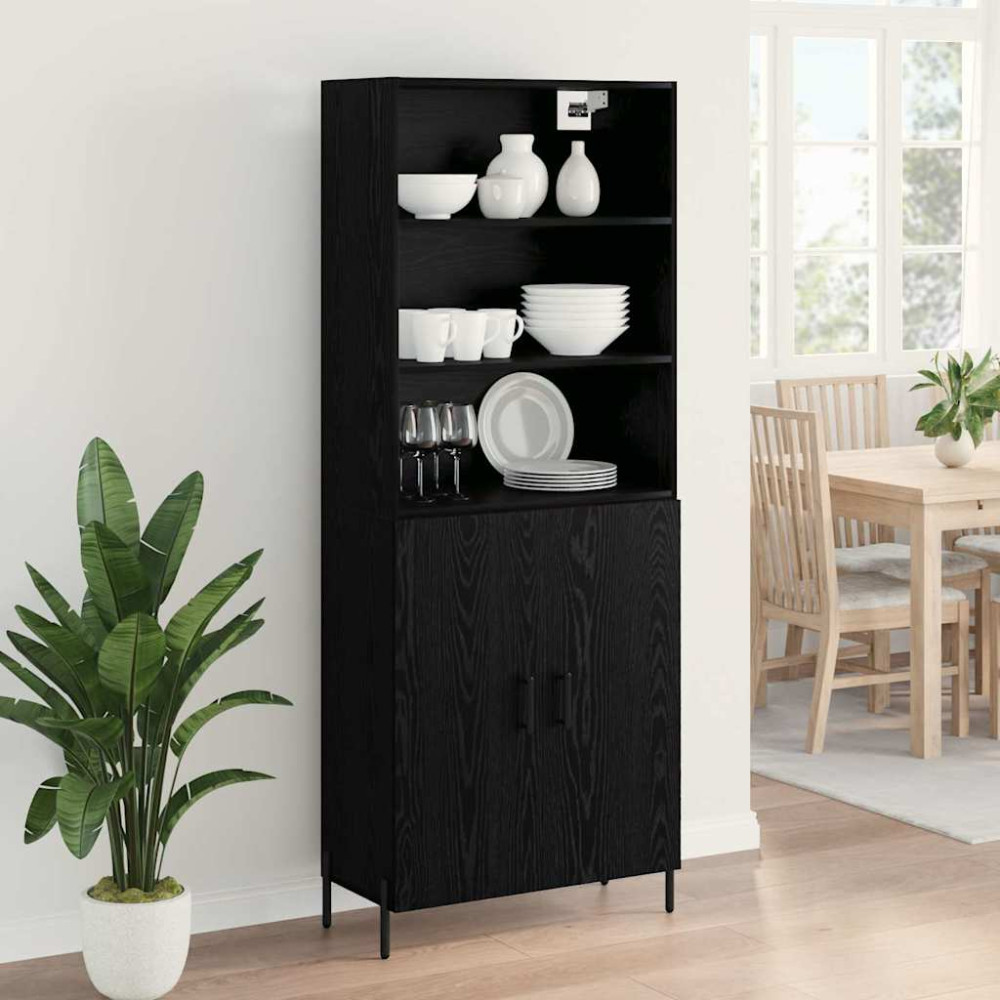 Produktbild för Skåp Svart Ek 69,5 x 34 x 180 cm Konstruerat trä