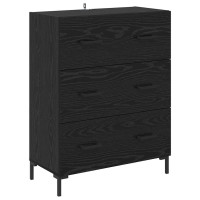 Produktbild för Skåp med låda Svart Ek 69,5 x 34 x 180 cm Konstruerat trä