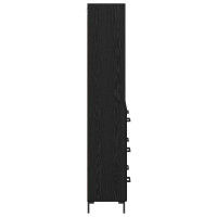 Produktbild för Skåp med låda Svart Ek 69,5 x 34 x 180 cm Konstruerat trä