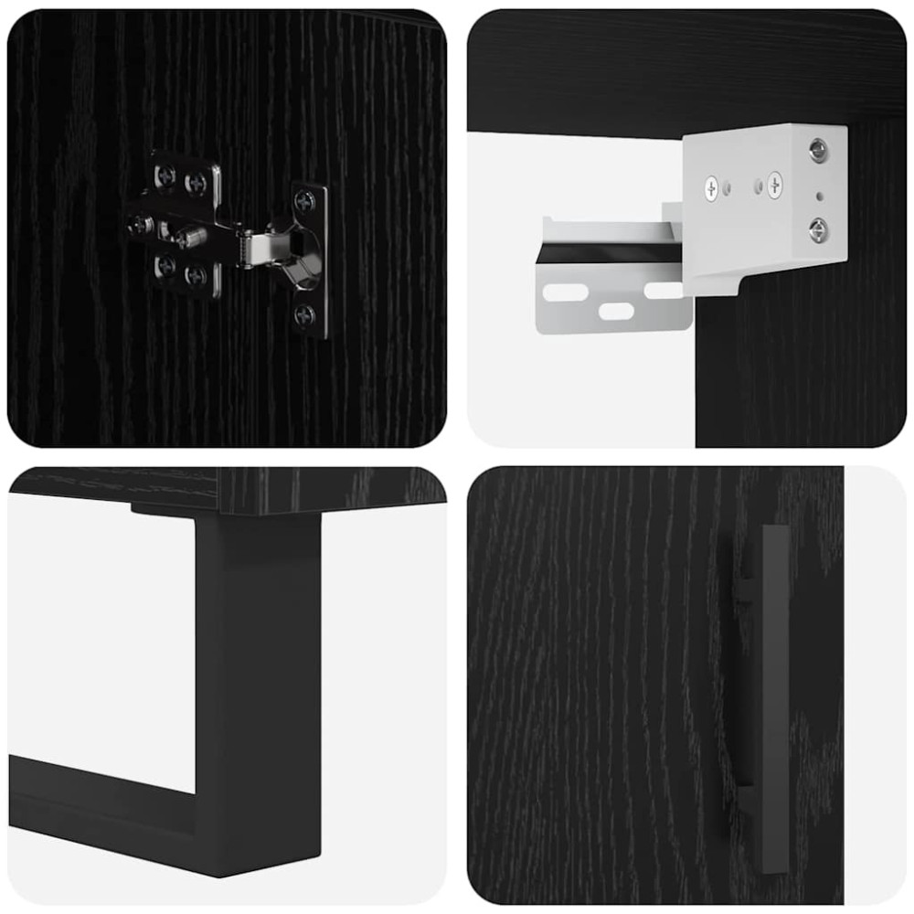 Produktbild för Skåp 2 pcs Svart Ek Konstruerat trä och glas