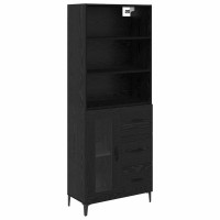 Produktbild för Skåp Svart Ek 69,5 x 34 x 180 cm Konstruerat trä