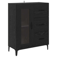 Produktbild för Skåp Svart Ek 69,5 x 34 x 180 cm Konstruerat trä