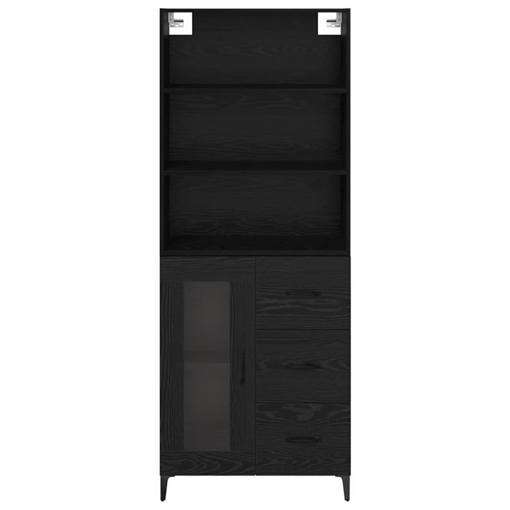 Produktbild för Skåp Svart Ek 69,5 x 34 x 180 cm Konstruerat trä