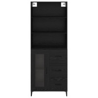 Produktbild för Skåp Svart Ek 69,5 x 34 x 180 cm Konstruerat trä