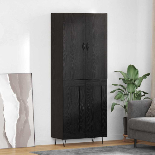 vidaXL Skåp 2 pcs Svart Ek Konstruerat trä och glas