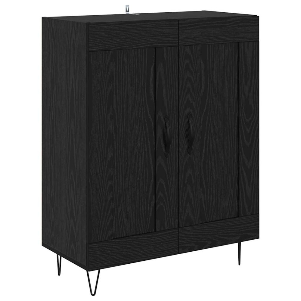 Produktbild för Skåp 2 pcs Svart Ek Konstruerat trä och glas