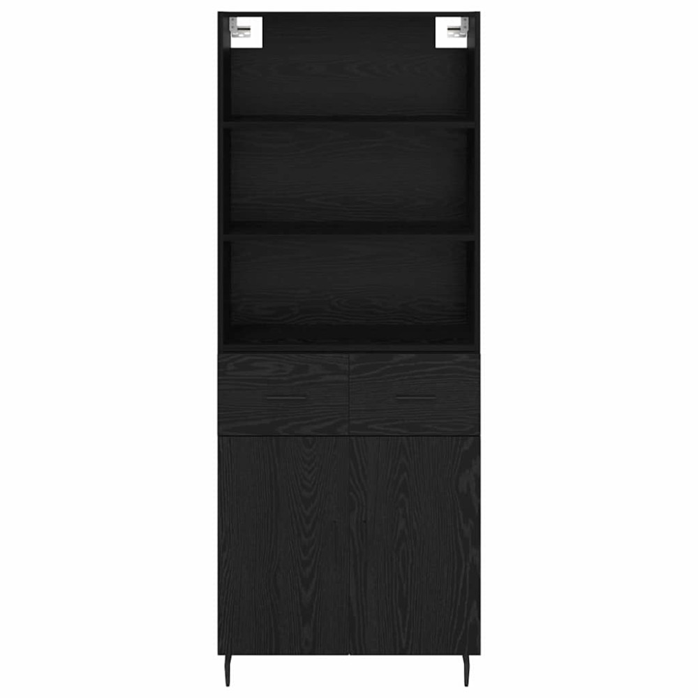 Produktbild för Skåp Svart Ek 69,5 x 34 x 180 cm Konstruerat trä och glas