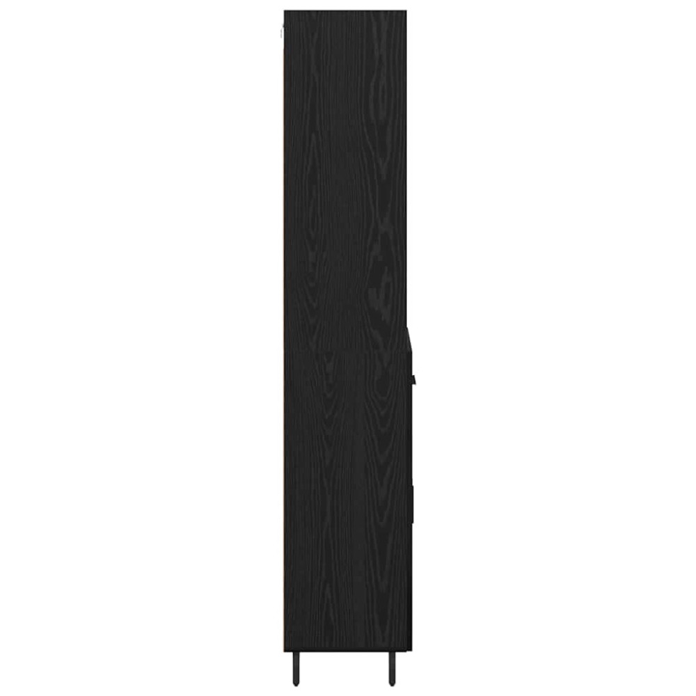 Produktbild för Skåp Svart Ek 69,5 x 34 x 180 cm Konstruerat trä och glas