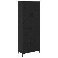 Produktbild för Skåp Väggmonterad Svart Ek 69,5 x 34 x 180 cm Konstruerat trä