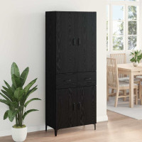 Produktbild för Skåp Väggmonterad Svart Ek 69,5 x 34 x 180 cm Konstruerat trä