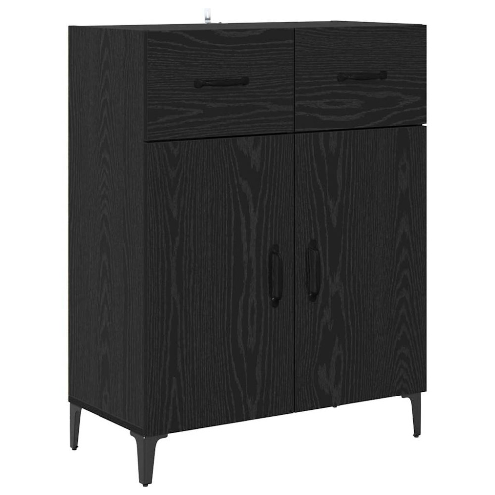 Produktbild för Skåp Väggmonterad Svart Ek 69,5 x 34 x 180 cm Konstruerat trä