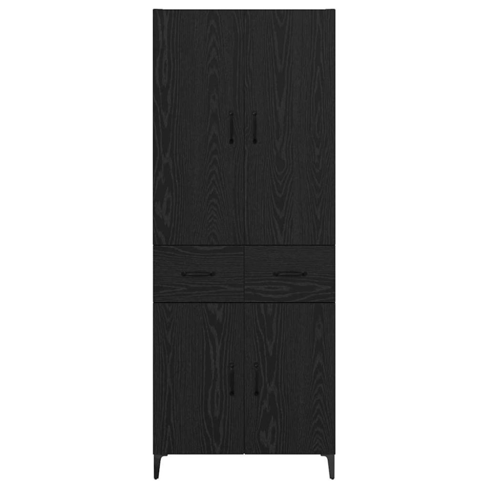 Produktbild för Skåp Väggmonterad Svart Ek 69,5 x 34 x 180 cm Konstruerat trä