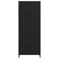 Produktbild för Skåp Väggmonterad Svart Ek 69,5 x 34 x 180 cm Konstruerat trä