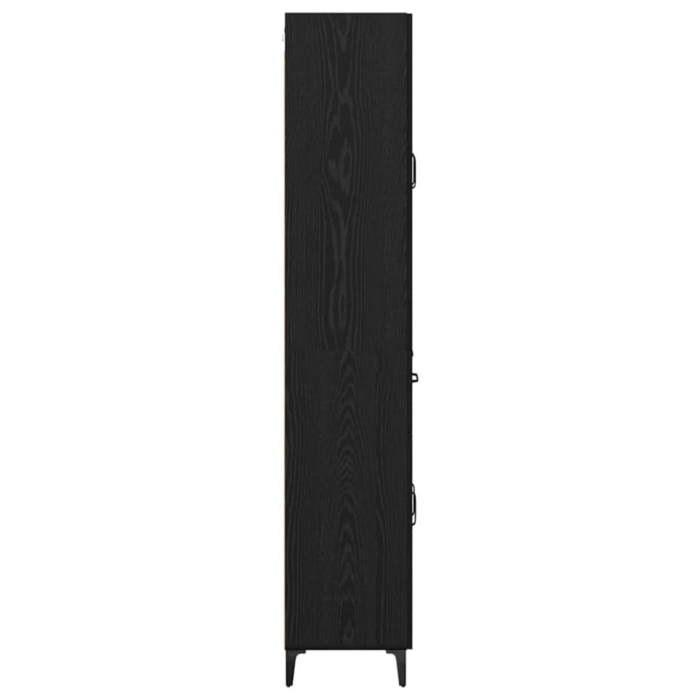 Produktbild för Skåp Väggmonterad Svart Ek 69,5 x 34 x 180 cm Konstruerat trä