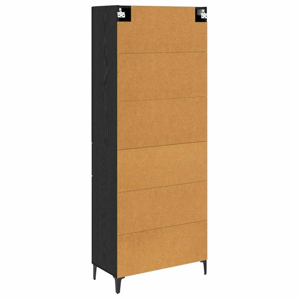 Produktbild för Skåp Väggmonterad Svart Ek 69,5 x 34 x 180 cm Konstruerat trä