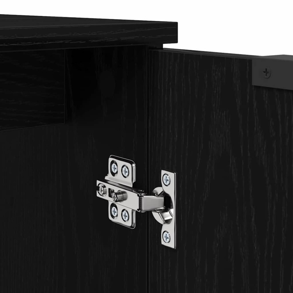 Produktbild för Badrumsskåpsset med hylla 2 pcs Svart Ek Konstruerat trä