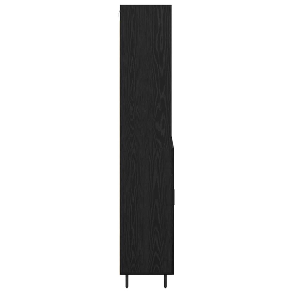 Produktbild för Skåp Svart Ek 69,5 x 34 x 180 cm Konstruerat trä och glas