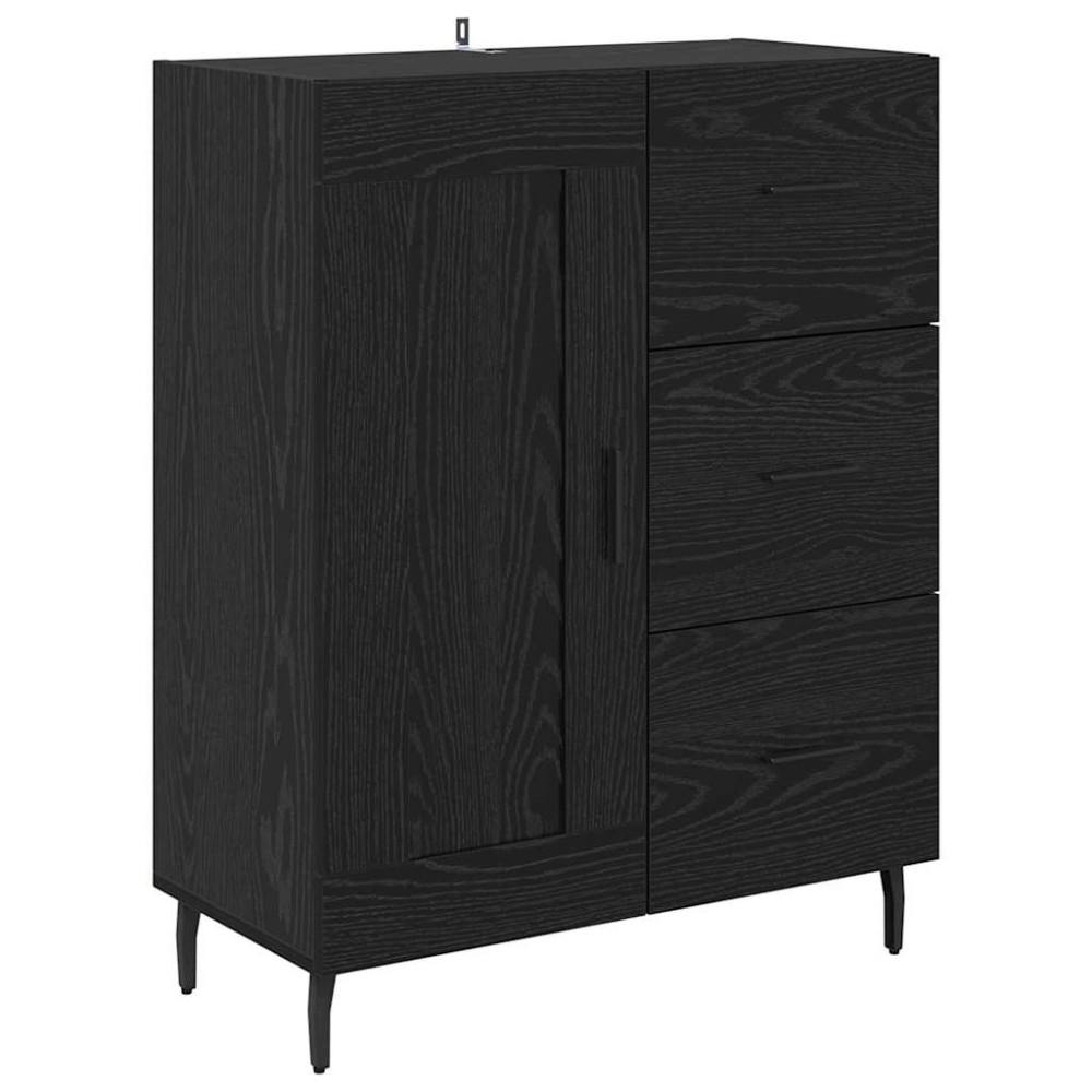 Produktbild för Skåp Svart Ek 69,5 x 34 x 180 cm Konstruerat trä och glas