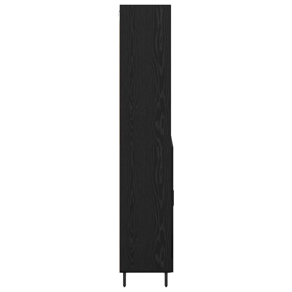 Produktbild för Skåp Svart Ek 69,5 x 34 x 180 cm Konstruerat trä och glas
