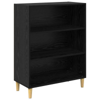Produktbild för Skåp Svart Ek 69,5 x 34 x 180 cm Konstruerat trä och glas