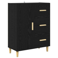 Produktbild för Skåp med låda Svart Ek 69,5 x 32,5 x 180 cm Konstruerat trä