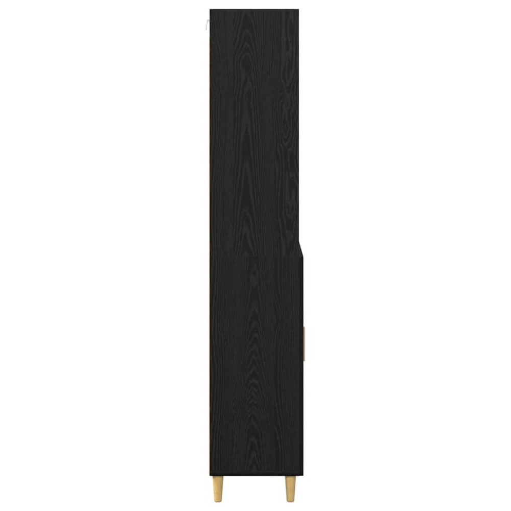 Produktbild för Skåp med låda Svart Ek 69,5 x 32,5 x 180 cm Konstruerat trä