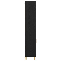 Produktbild för Skåp med låda Svart Ek 69,5 x 32,5 x 180 cm Konstruerat trä