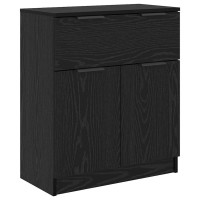 Produktbild för Sideboard med låda 3 pcs Svart ek Konstruerat trä