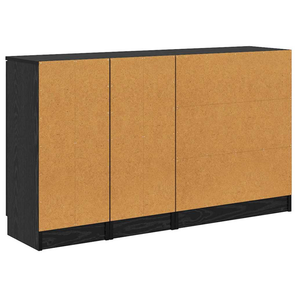 Produktbild för Sideboard med låda 3 pcs Svart ek Konstruerat trä