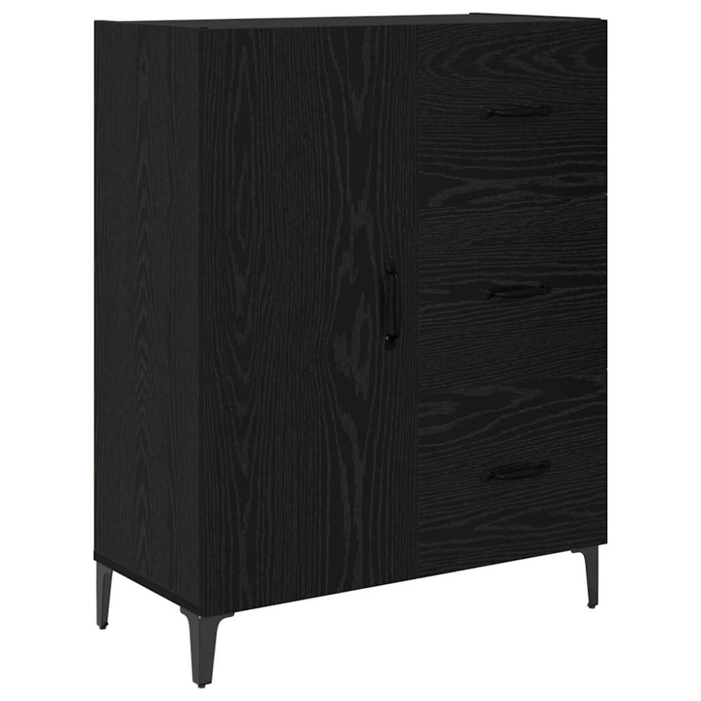 Produktbild för Skåp med låda Svart Ek 69,5 x 34 x 180 cm Konstruerat trä