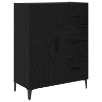 Produktbild för Skåp med låda Svart Ek 69,5 x 34 x 180 cm Konstruerat trä