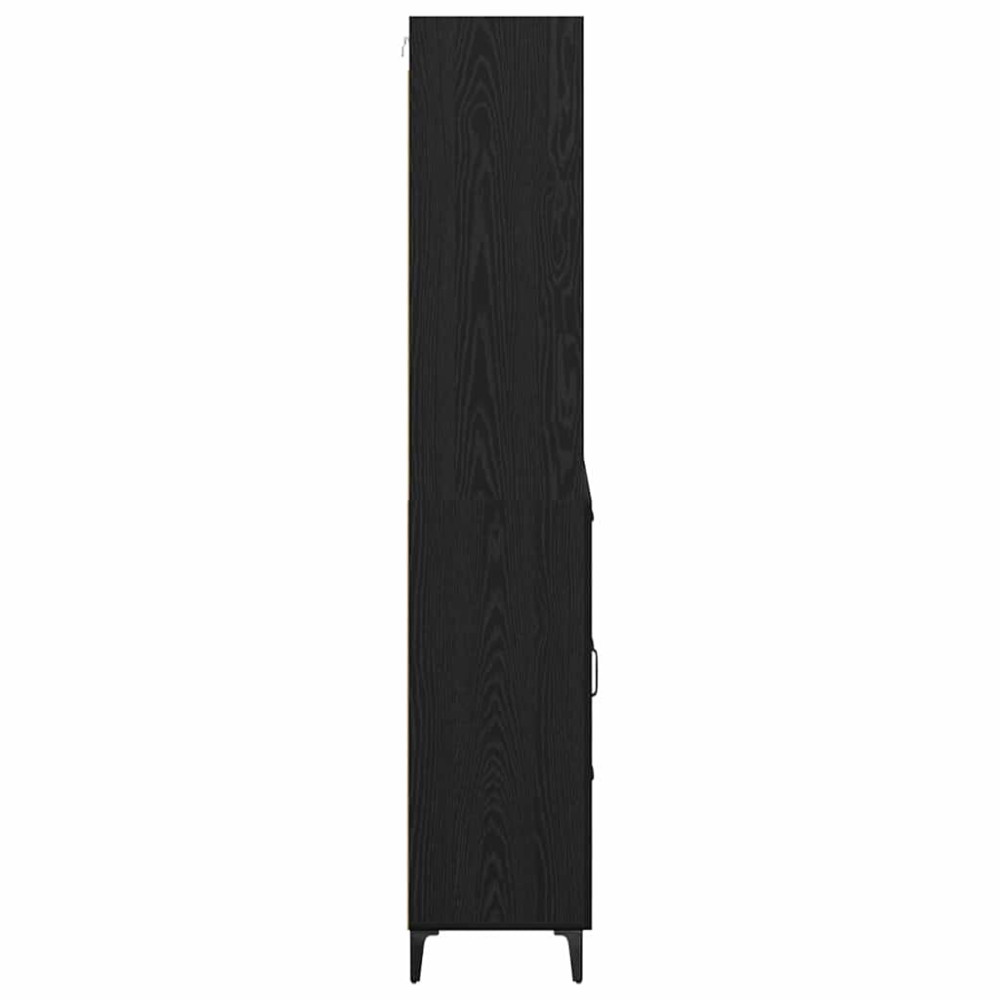 Produktbild för Skåp med låda Svart Ek 69,5 x 34 x 180 cm Konstruerat trä