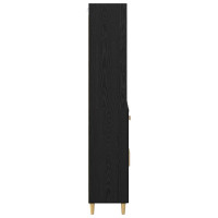 Produktbild för Skåp med låda Svart Ek 69,5 x 32,5 x 180 cm Konstruerat trä