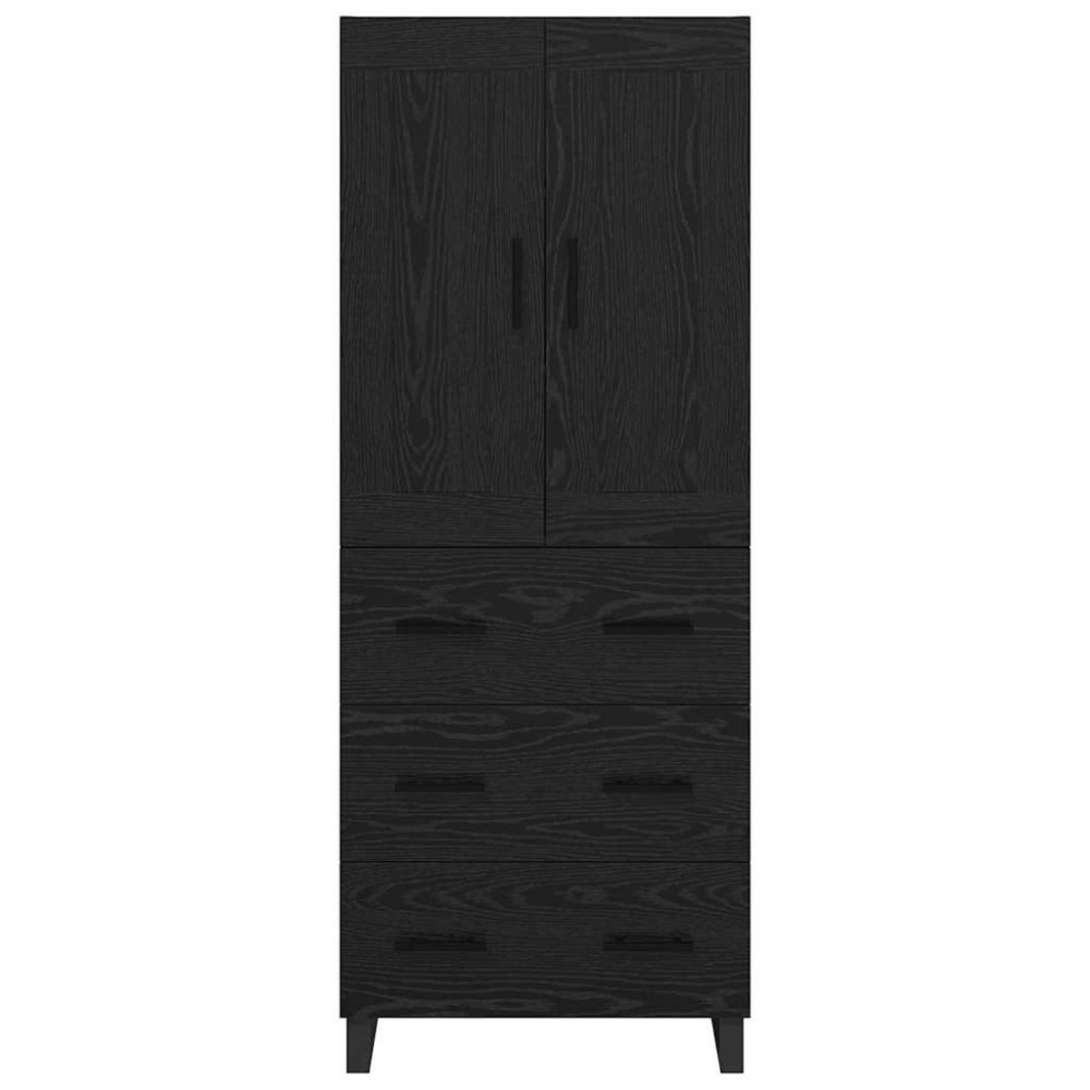 Produktbild för Skåp med låda Svart Ek 69,5 x 34 x 180 cm Konstruerat trä