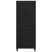 Produktbild för Skåp med låda Svart Ek 69,5 x 34 x 180 cm Konstruerat trä