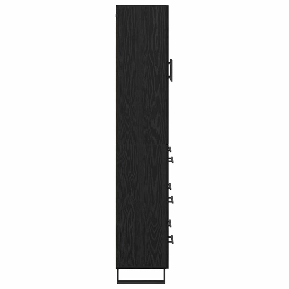 Produktbild för Skåp med låda Svart Ek 69,5 x 34 x 180 cm Konstruerat trä