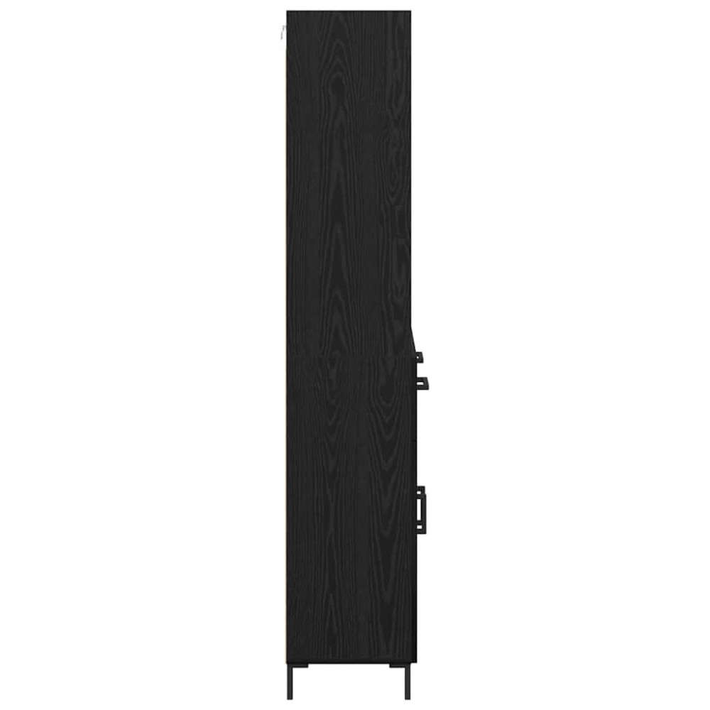 Produktbild för Skåp med låda Svart Ek 69,5 x 34 x 180 cm Konstruerat trä