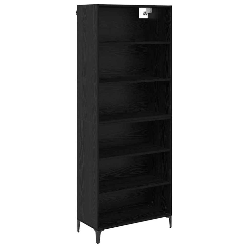 Produktbild för Skåp Svart Ek 69,5 x 34 x 180 cm Konstruerat trä
