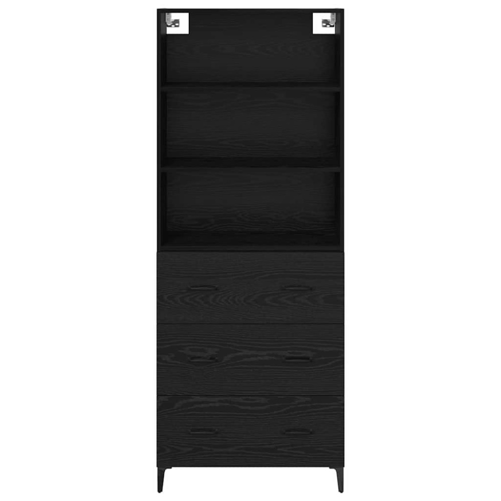 Produktbild för Skåp med låda Svart Ek 69,5 x 34 x 180 cm Konstruerat trä