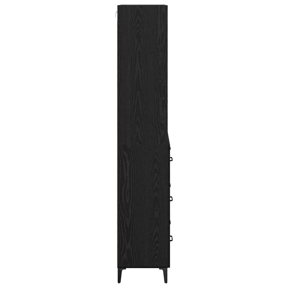 Produktbild för Skåp med låda Svart Ek 69,5 x 34 x 180 cm Konstruerat trä