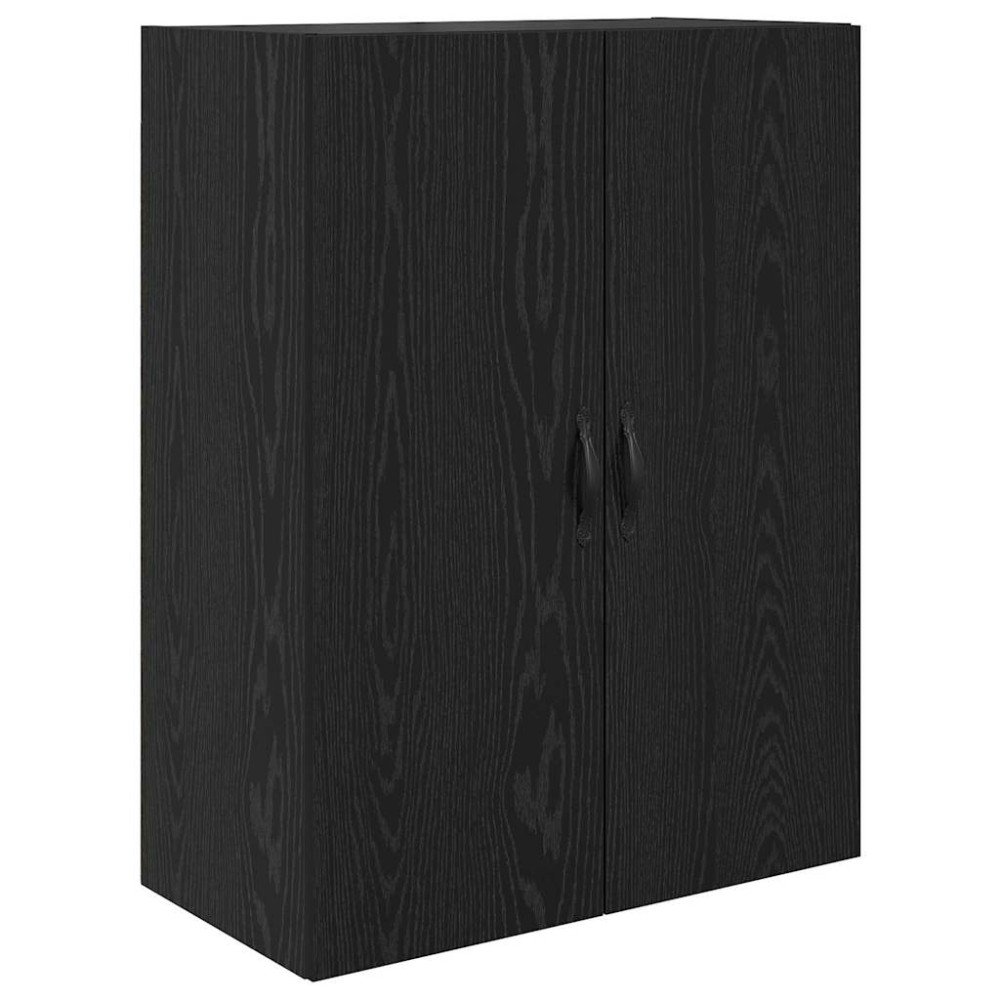 Produktbild för Skåp med låda 2 pcs Svart Ek Konstruerat trä och glas