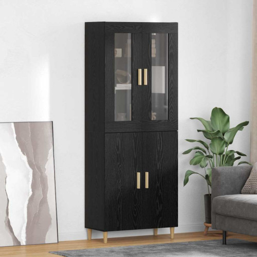 vidaXL Skåp Svart Ek 69,5 x 34 x 180 cm Konstruerat trä och glas