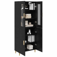 Produktbild för Skåp Svart Ek 69,5 x 34 x 180 cm Konstruerat trä och glas