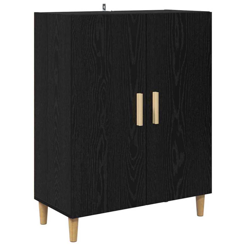 Produktbild för Skåp Svart Ek 69,5 x 34 x 180 cm Konstruerat trä och glas
